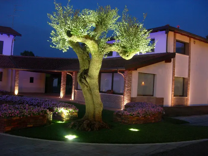Illuminazione esterna parco privato con trasformatori luci LED